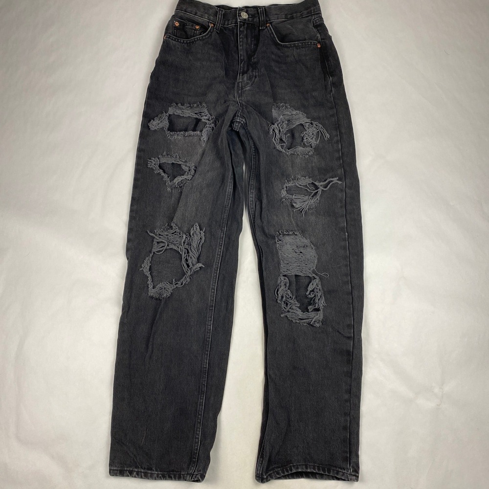 BDG Urban Outfitters High Rise Baggy Jeans Size 28 Black Distressed Loose